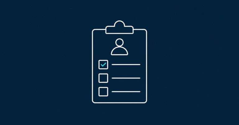 Line-Icon eines Klemmbretts mit Personensilhouette und abgehakter Kriterienliste – Symbol für das Anforderungsprofil eines Chefarztes