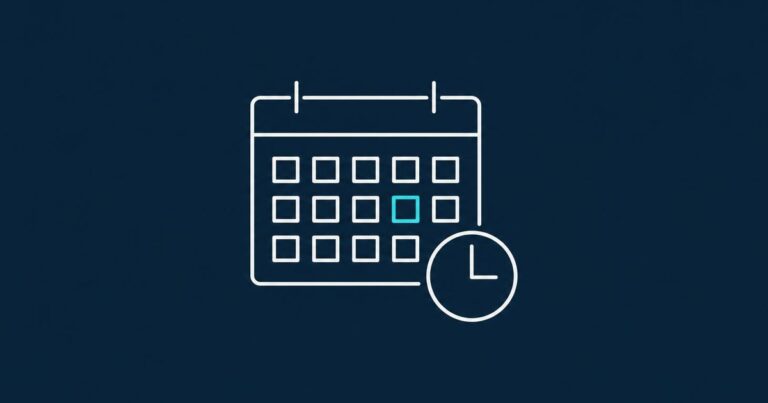 Line-Icon: Kalender mit Uhr als Symbol für den Zeitpunkt der Nachfolge