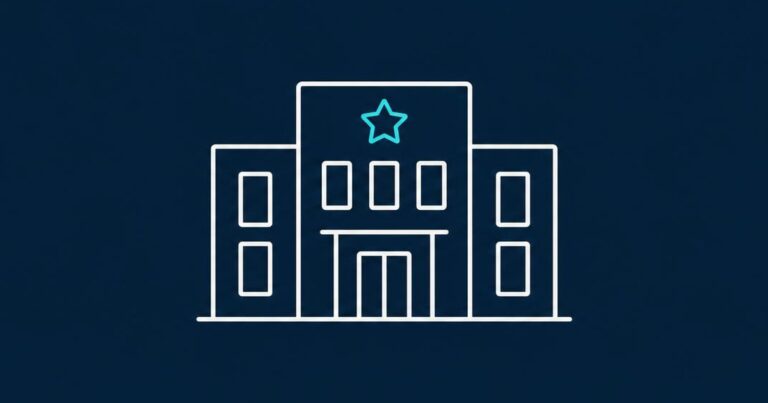 Line-Icon: Klinikgebäude mit Stern als Symbol für eine attraktive Chefarztposition