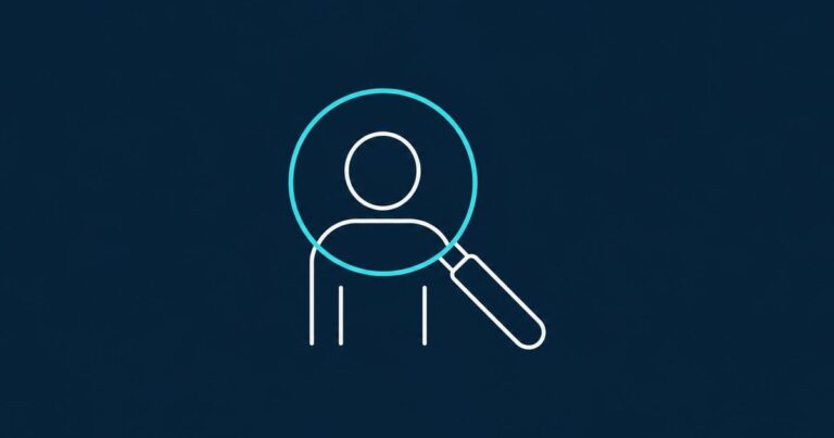 Line-Icon: Lupe über einer Person als Symbol für die Personalberatung